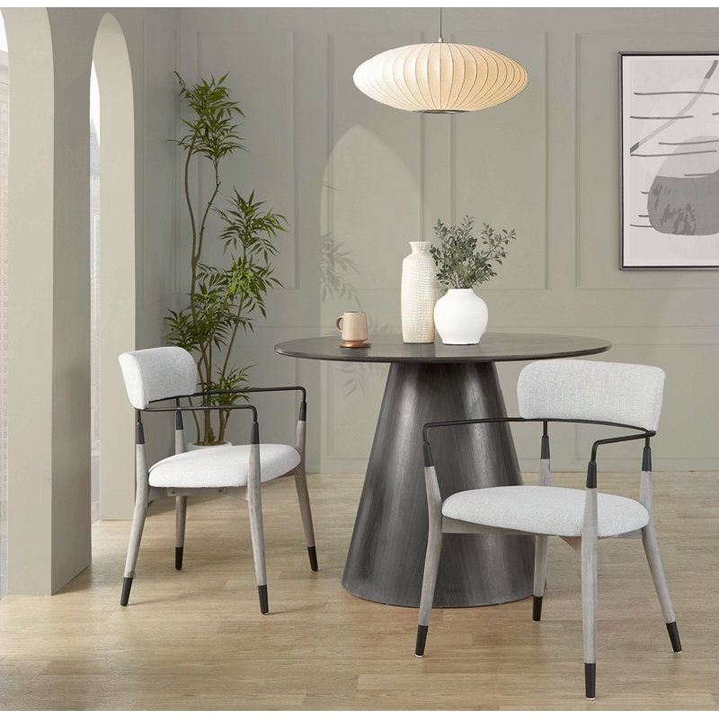 Chaise en bois brossé et tissu avec détails métalliques - ensemble de 2, Gris, Gris