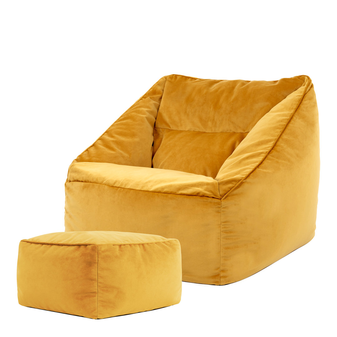 icon Natalia Velvet Giant Bean Bag Armchair & Footstool