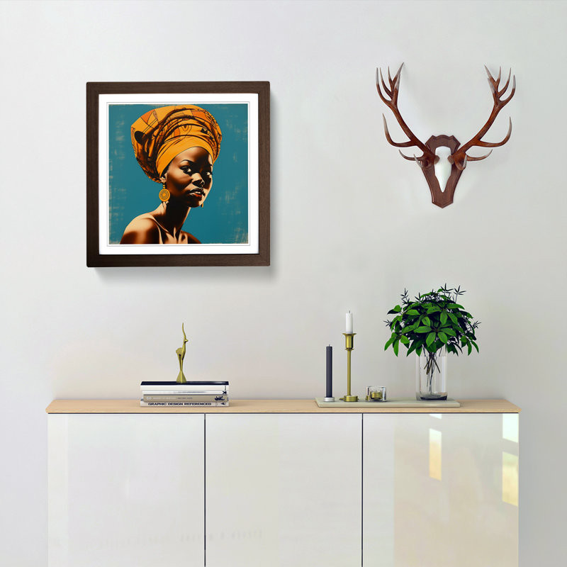 African Woman Mid-Century No.1 - Framed Print, Walnut