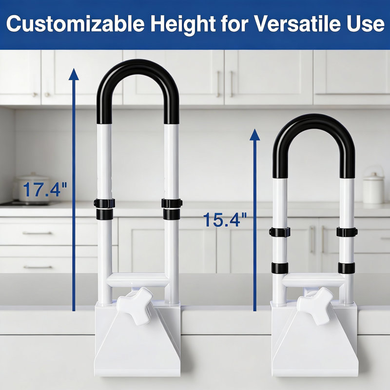 Adjustable Bathtub Safety Rail Shower Grab Bar Handle For Seniors Elderly Disabled