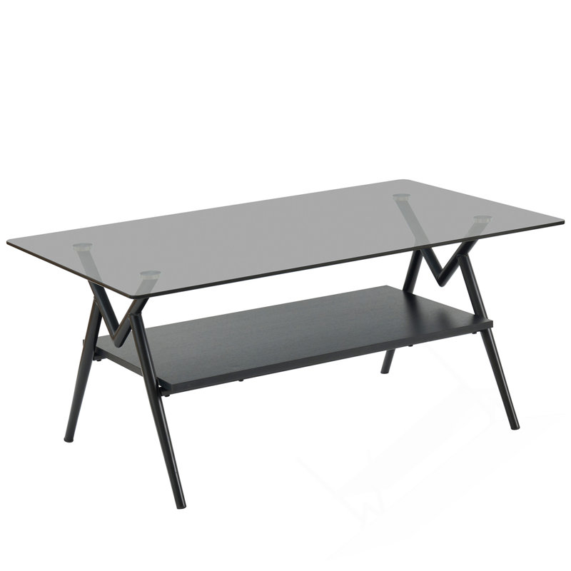Rectangle Coffee Table, Modern Table, Gray, Brown/Black