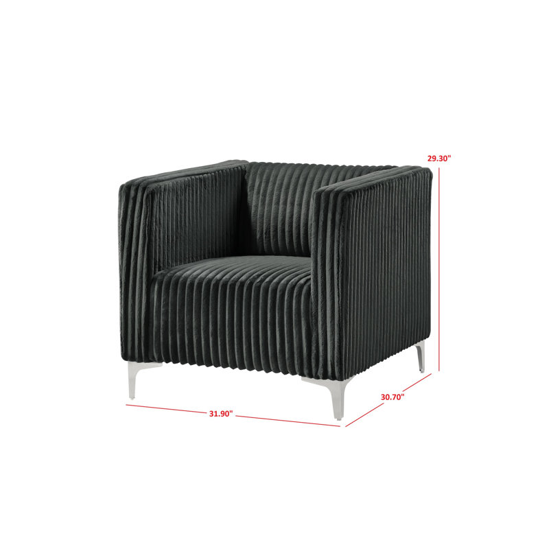 Chryssa Upholstered Armchair, Gray Velvet