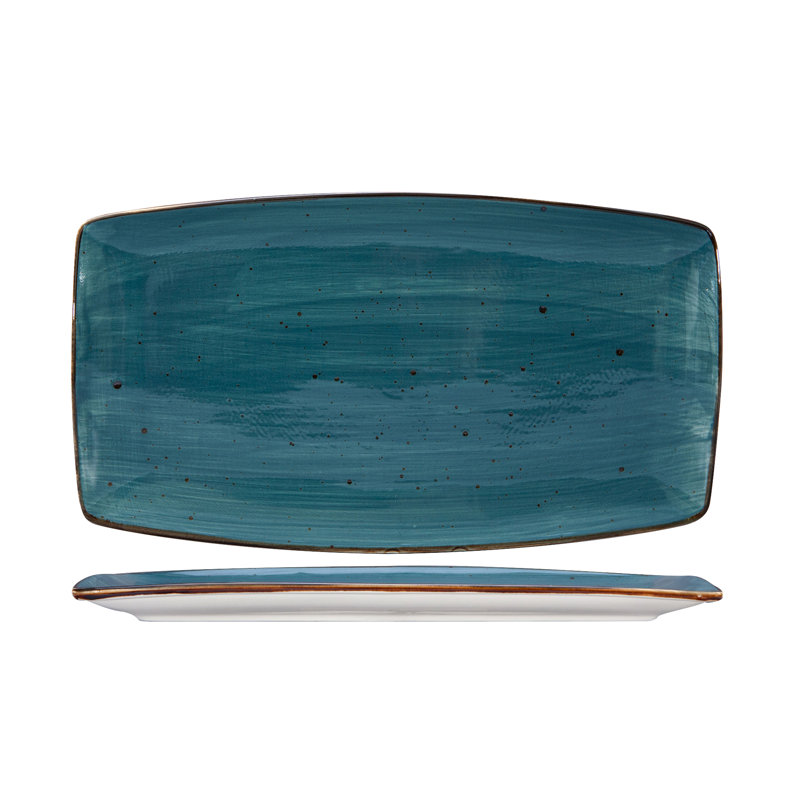 Ensemble de 12 assiettes à vaisselle en porcelaine de 14 po Artisan Geode, Géode azur