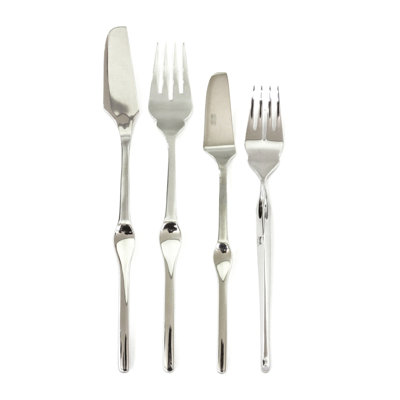 Ensemble de poisson ergonomique avec couteaux H / H - 14 pièces - Acier inoxydable