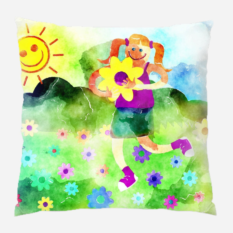 Coussin décoratif aquarelle Mulhern, Microsuède, Intérieur