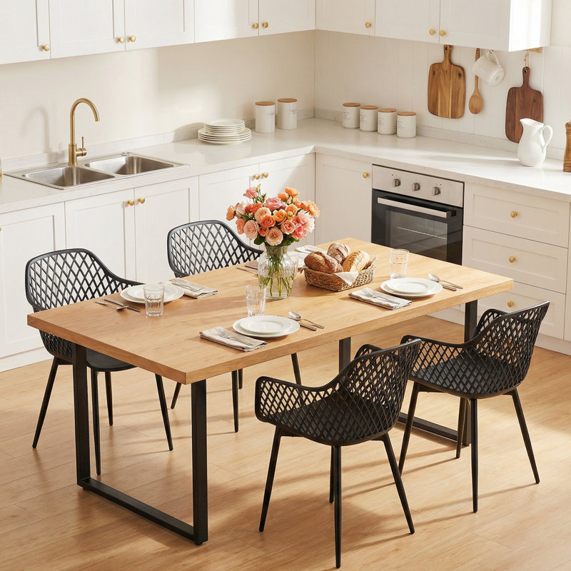 Alzugaray Dining Chair in White, Black