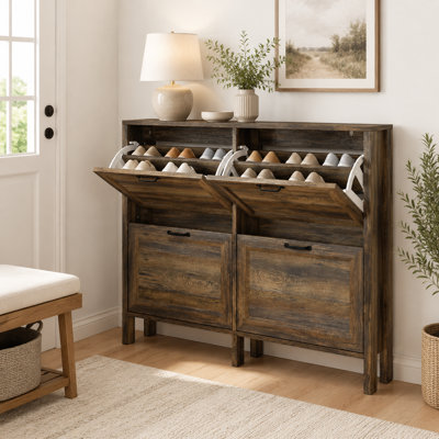 Armoire de rangement mince pour chaussures avec portes et tablettes réglables pour le vestibule