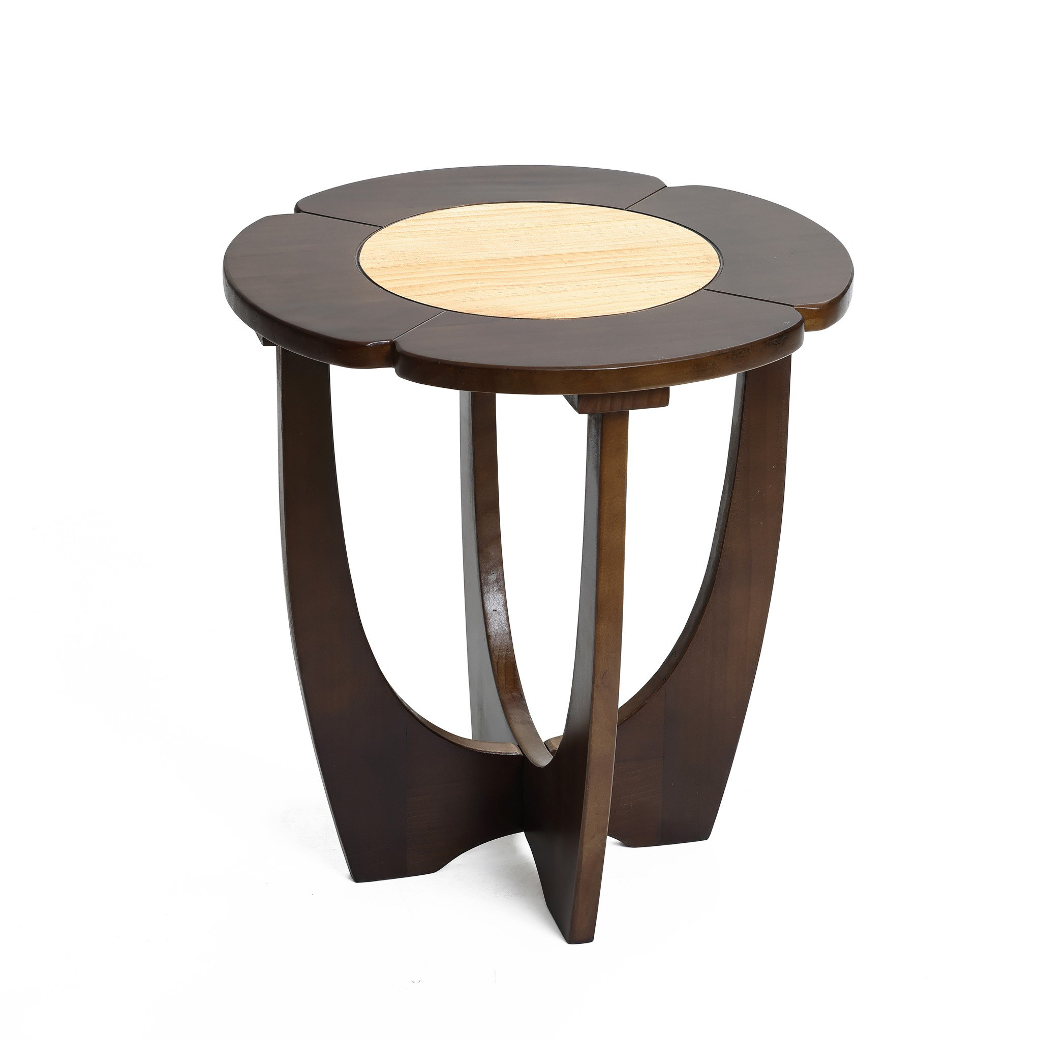 Winston Porter Dark Pine Wood Round Side and End Table | Wayfair