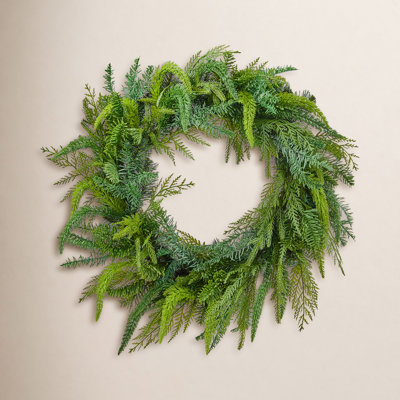 26" Uv Natural Touch Mixed Evergreen Wreath