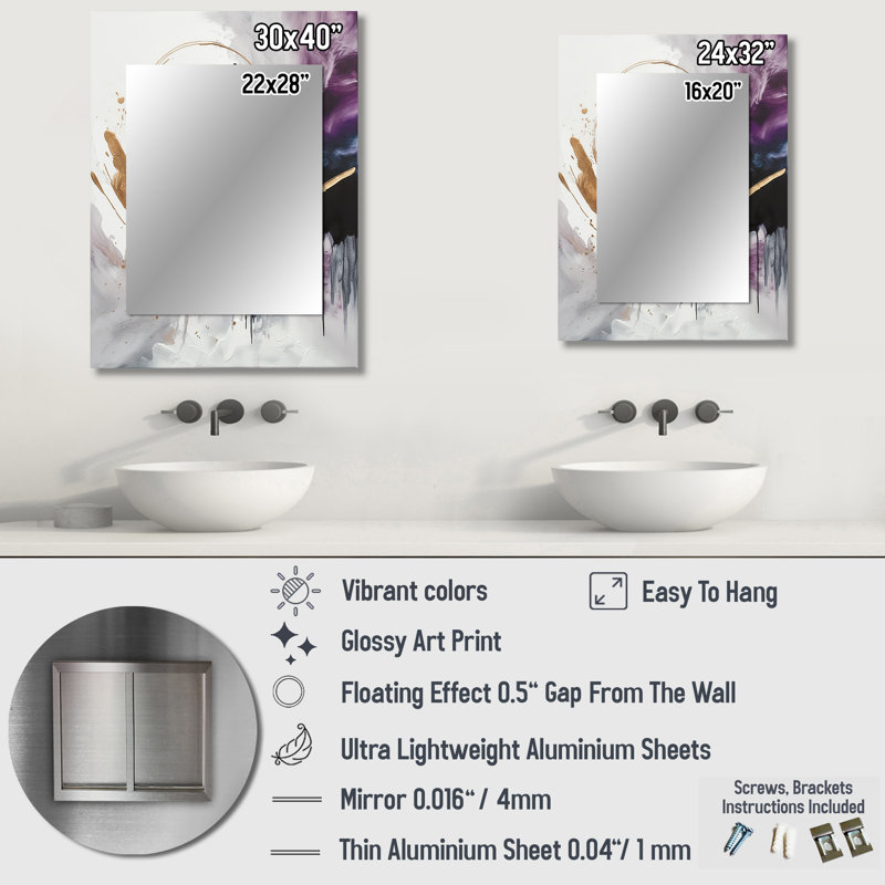 Circlar Design Solid Marble Art II - miroir mural unique en marbre, miroir doré, impression d'art en métal, 40 po x 30 po