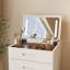 Meuble-lavabo en bois massif 3 en 1 Anita Oliver avec miroir rabattable, tabouret caché, lumières DEL et prise de courant-1423437199-1432550871