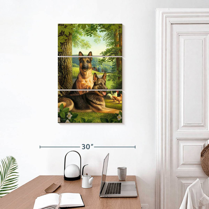Brampt German Shepherds And Chickens, 32" H x 20" W