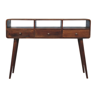 Wood Three Drawer Console Table