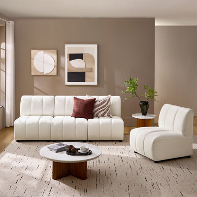 Ensemble de canapé modulaire en chenille 4 pièces 112 po Shalon