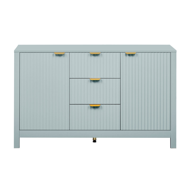 Storage Console Table With Soft-Close Doors, Cyan