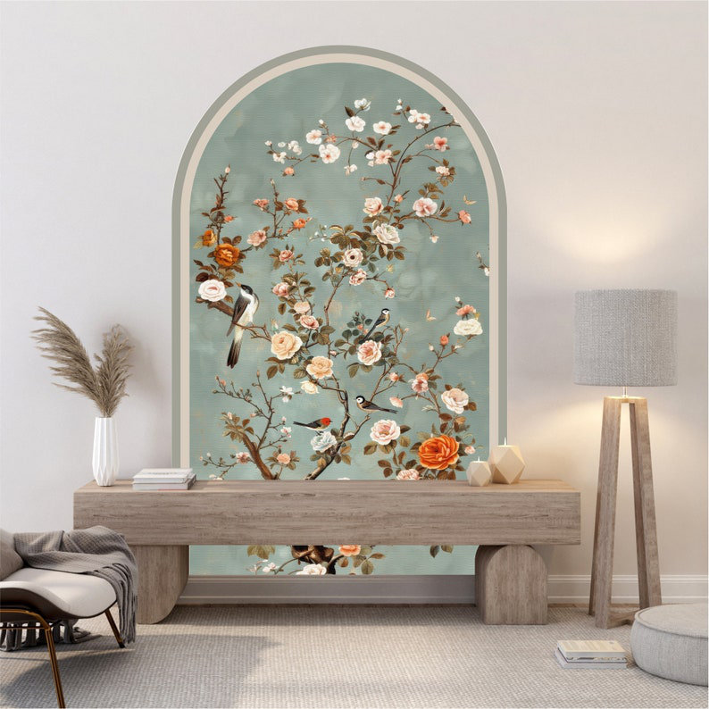 Botanical Peel And Stick Removable Extra Large Chinoiserie Accent Decal ART TERRITORY Overall 