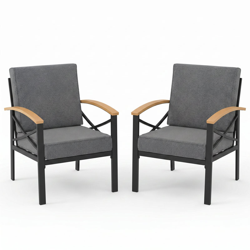 Chaises de patio avec coussins, Gris