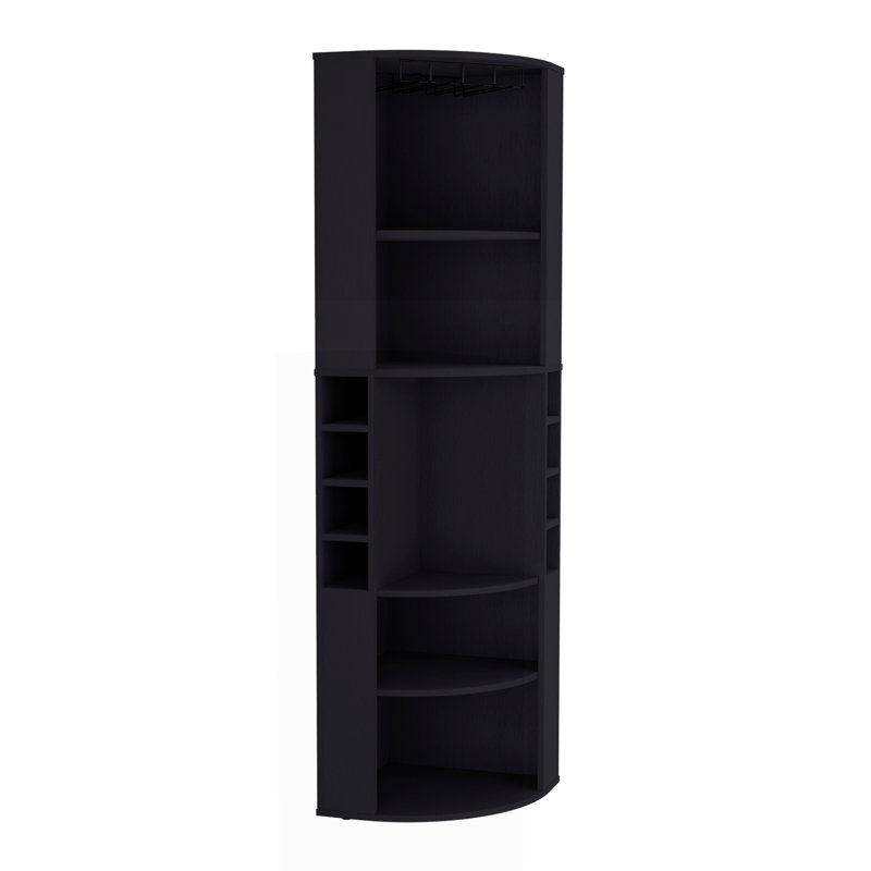 Armoire de bar Oban avec cinq tablettes, huit casiers à bouteilles et vaporisateur