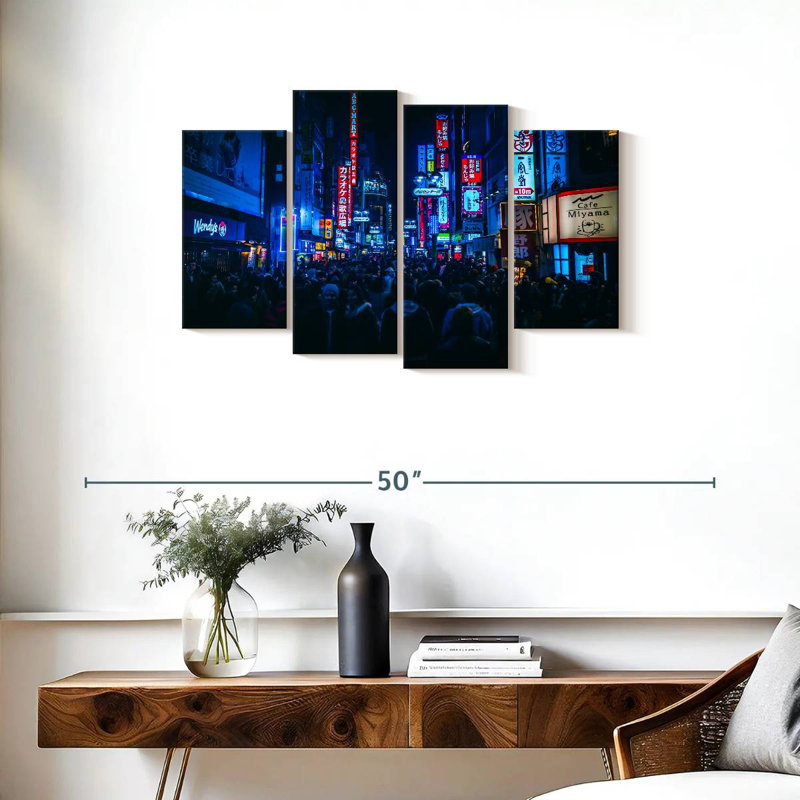 Sireci Night Crowd In Tokyo, 22" H x 36" W