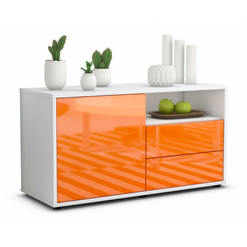 Tre 92cm W 2 - Drawer Chest of Drawers, White/Orange