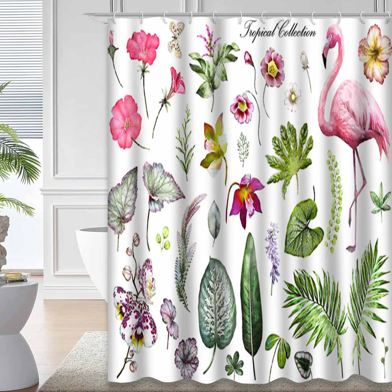 Plantes tropicales, feuilles, botanique, aquarelle blanche, nature, exotique, avec 12 crochets, L 72 po x l 72 po