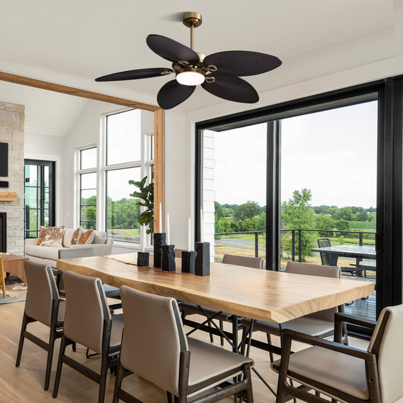 52" Palm Valley Tropical 5 Blade Dimmable Ceiling Fan With LED Lights and Remote Control