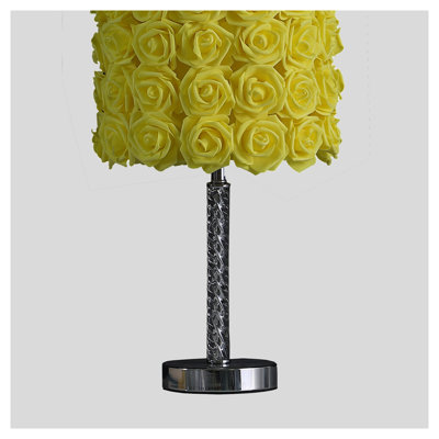 18.25" Yellow Roses in Bloom Acrylic Metal Table Lamp - Decorative Bedside Lamp for Living Room Bedroom with UL Listed Design