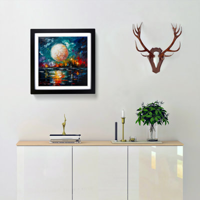 Moon Palette Knife Painting - Framed Print