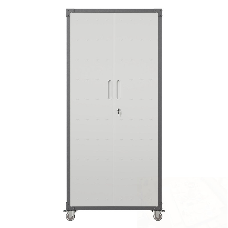 Armoire de rangement en métal avec roulettes et tablettes réglables