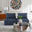 84 po W Causeuse droite en tissu sans accoudoirs en bleu