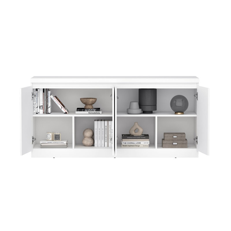 Griffin 62" Modern 6-Shelf Sideboard in White, White