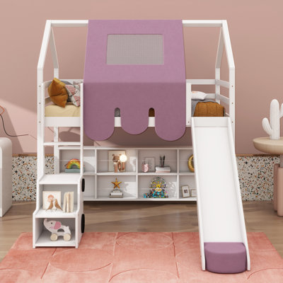 Wooden Loft Bed With A House-Shaped Frame And Tent Top by Harper Orchard