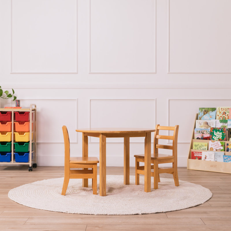 Honey Round Hardwood Kids Table and Chair Set