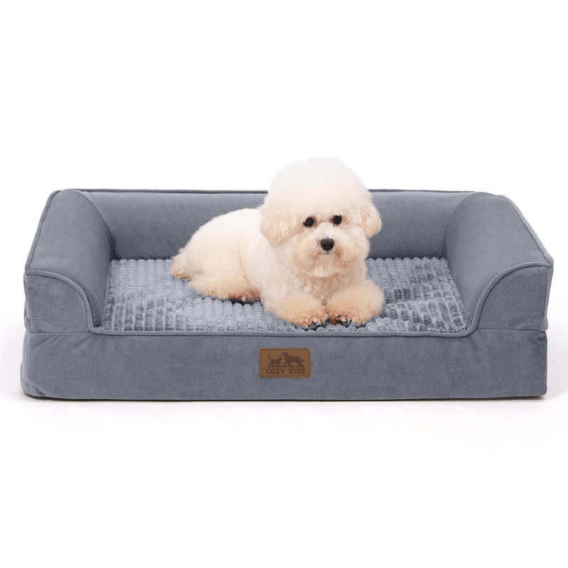 Canapé pour chien doux et imperméable avec housse amovible lavable, canapé de soutien en mousse pour animal de compagnie, fond antidérapant