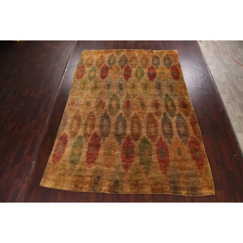 Tapis unique en jute noué à la main 8 pi 11 po x 12 pi 6 po nouvel âge en rouge / brun / gris