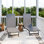 Ensemble de 2 chaises longues d'extérieur, fauteuil de bronzage sur roues, gris foncé
