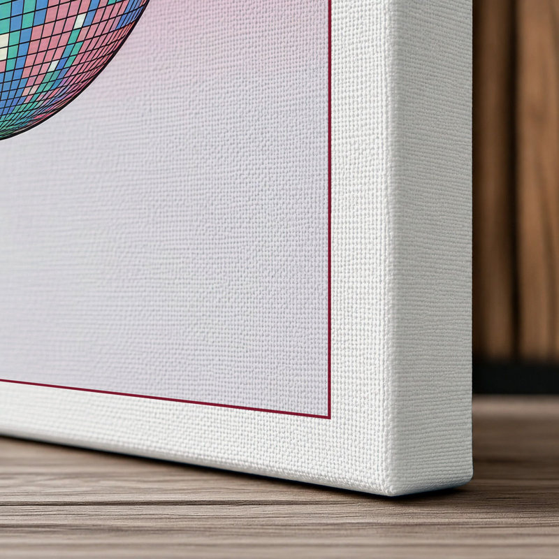 Disco Ball Nostalgia Retro - Wrapped Canvas, 36x24 - 91.4 x 61.0 cm, White Border