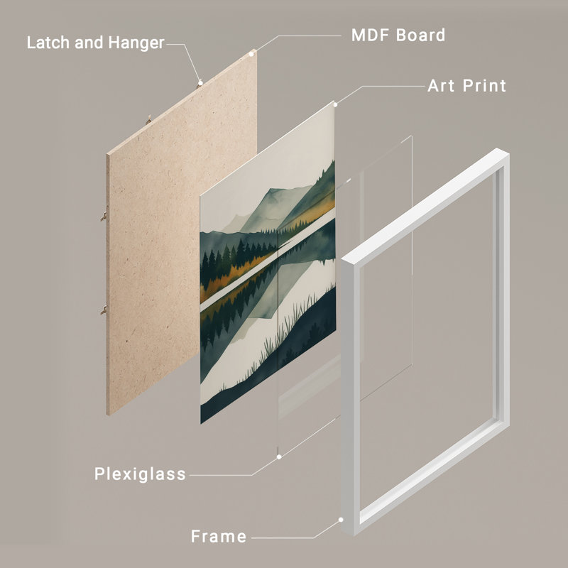 Reproduction d'art paysage encadrée pour la nature, H 14 po x l 11 po, Blanc