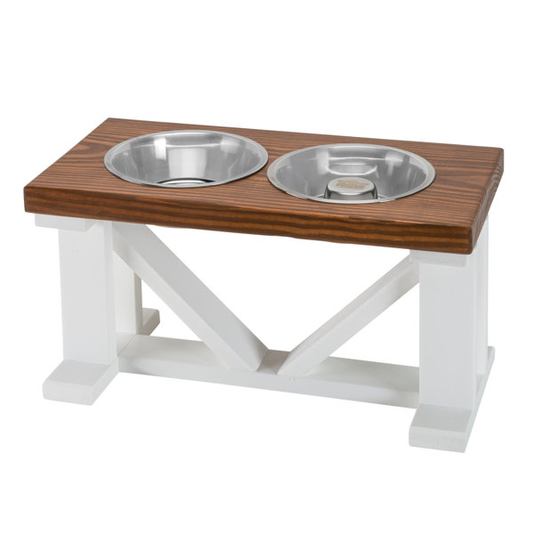 Large Elevated Dog Bowl Stand - X Pattern Farmhouse Table - Raised Dog  Feeder