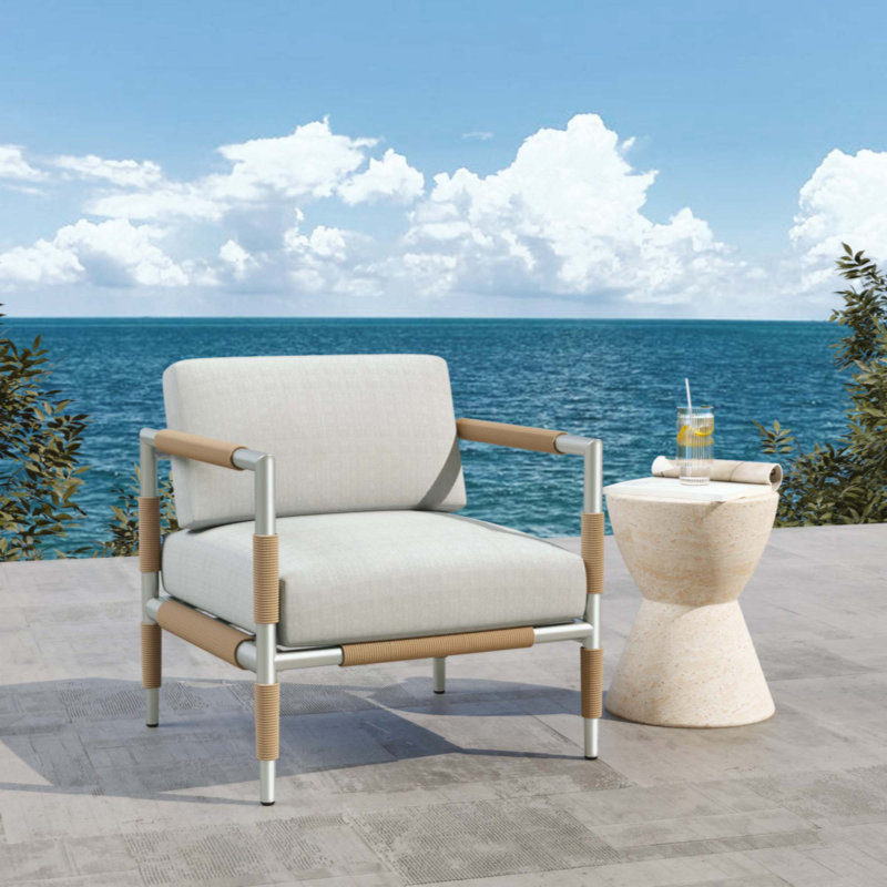 Fauteuil d'extérieur en aluminium avec coussins épais