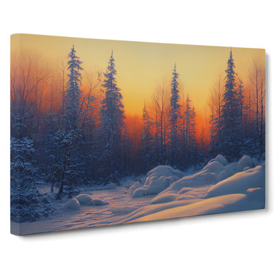The Winter Forest Sunset - Wrapped Canvas Print