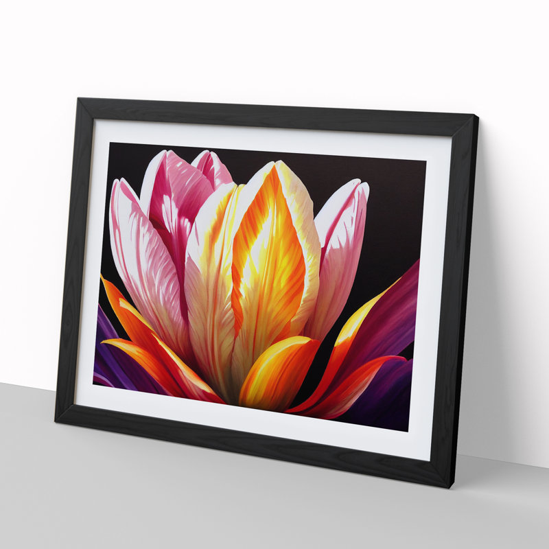 Euphoric Tulip Flowers - Framed Print, Black, 25cm H x 34cm W x 2cm D