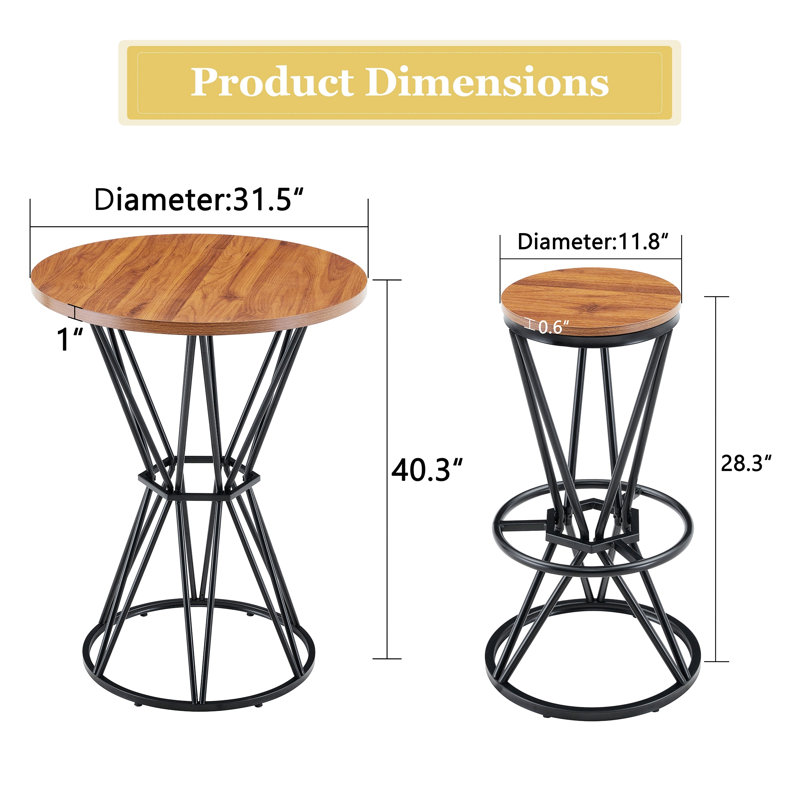 Ensemble de table de bar et chaise avec structure en métal pour îlot de cuisine