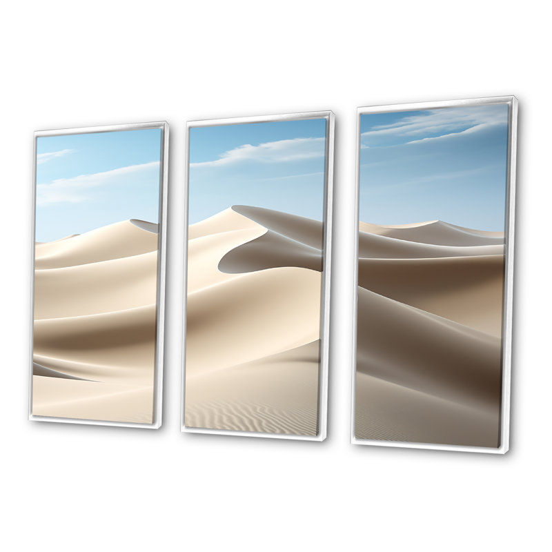 «Desert Dreams Minimalisme Embrace III - Minimalisme, ensemble d'art sur toile, Cadre flottant blanc