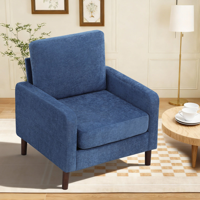 Upholstered Swivel Armchair, BLUE