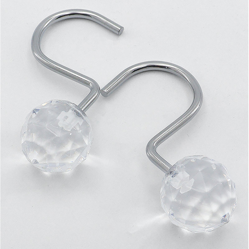 Ensemble de 12 pièces - 12 pièces d'anneaux de rideaux de douche sphériques transparents antirouille