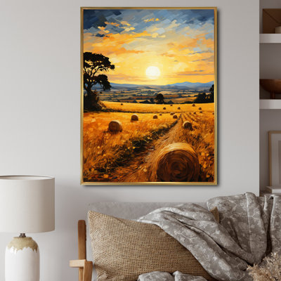 «Countryside Golden Hay Bales I», reproduction sur toile