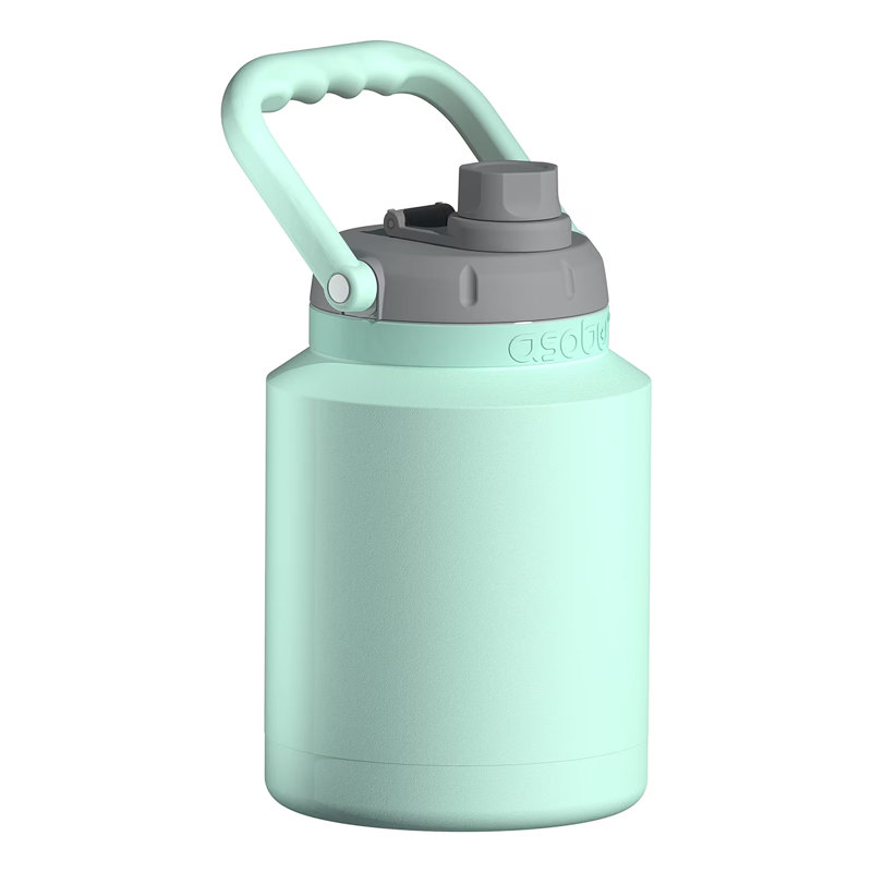 Asobu 2000ml Double Wall Insulated Stainless Steel Water Bottle, Mint;Gray