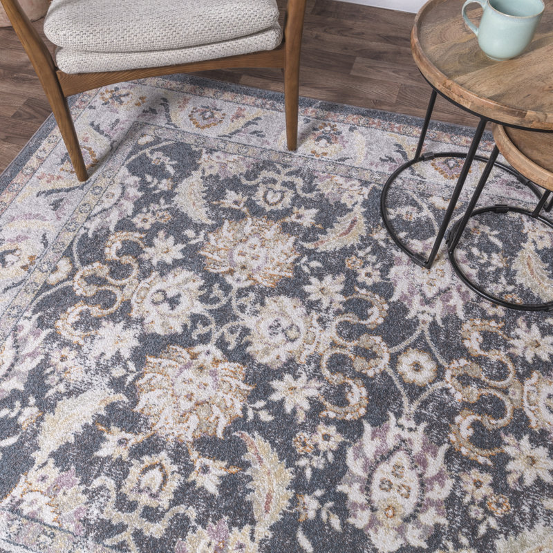 Hupper Farah Machine Woven Grey Area Rug, Rectangle 160 x 230 cm