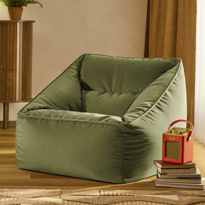 Natalia Velvet Armchair Bean Bag, Olive Green